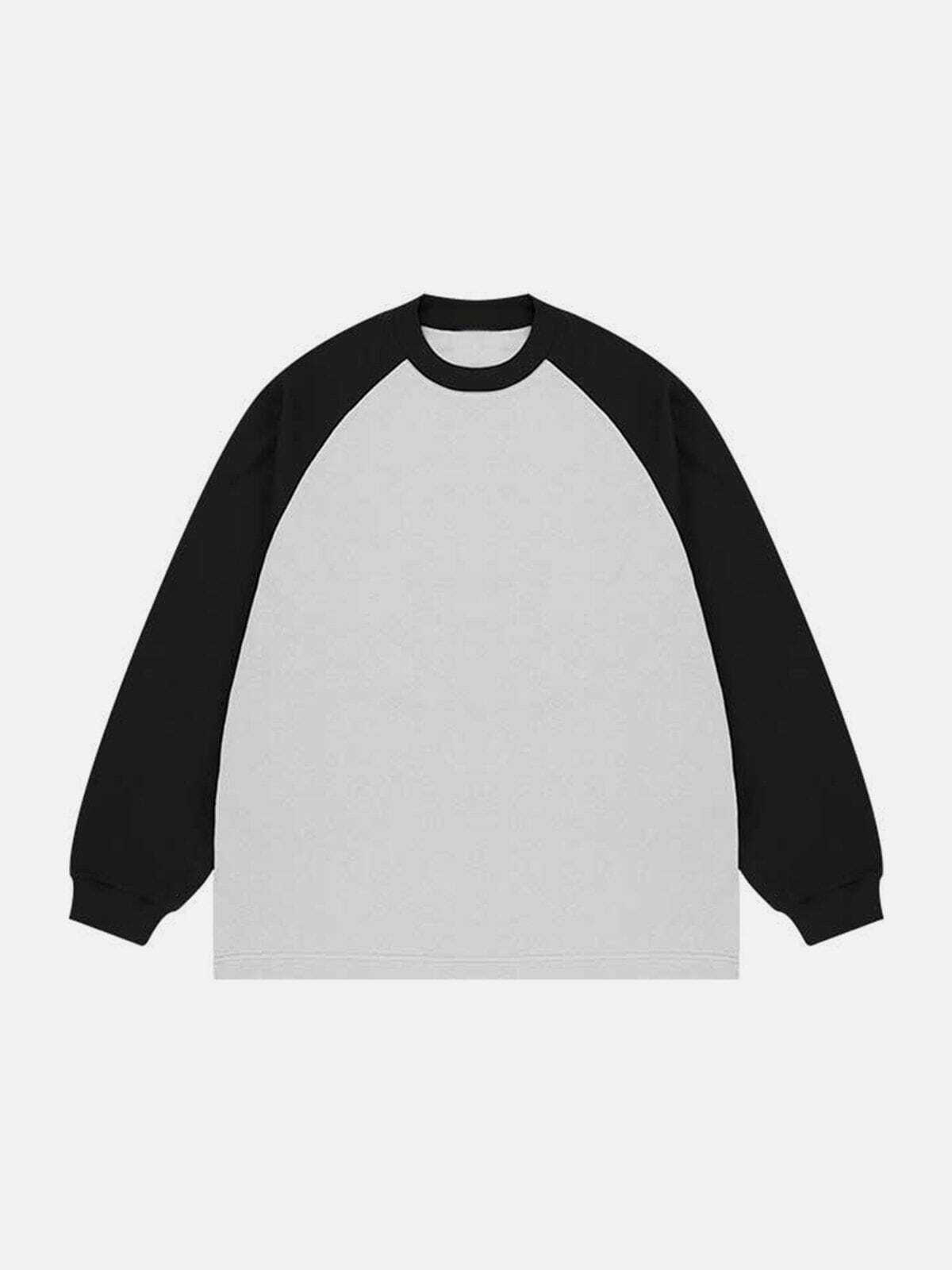 contrast splicing sweatshirt edgy y2k streetwear essential 4448