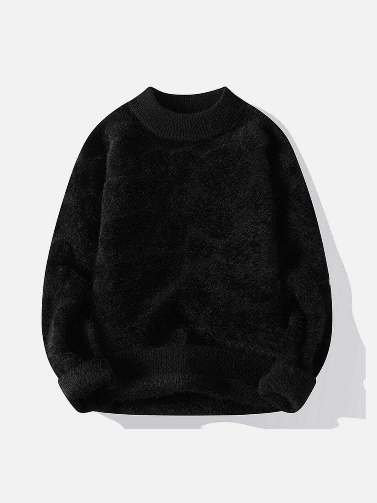 cozy mink fleece solid sweater y2k luxe comfort 2058