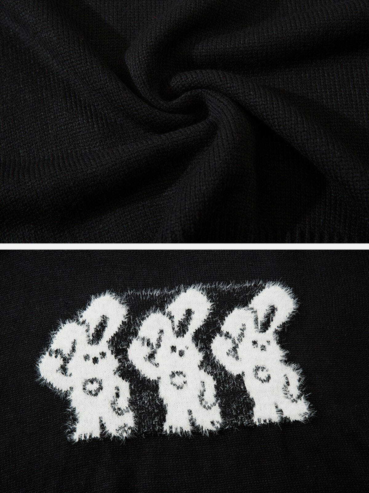 cozy rabbit print sweater adorable & quirky comfort 5554