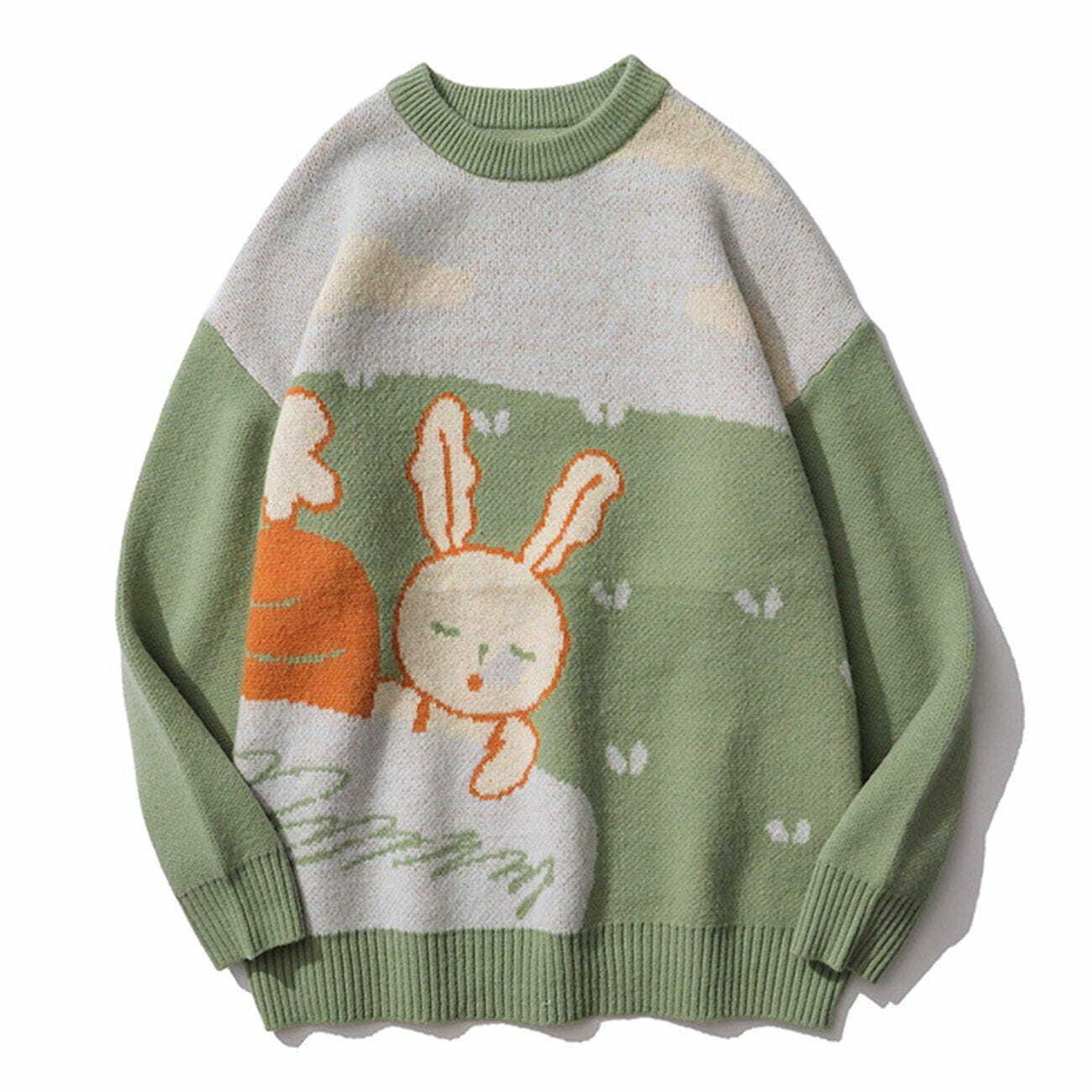 cozy rabbit print sweater quirky & comfortable y2k fashion 1371