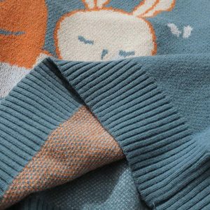 cozy rabbit print sweater quirky & comfortable y2k fashion 2960