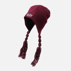 crafted knitted hat edgy  retro streetwear beanie 5354