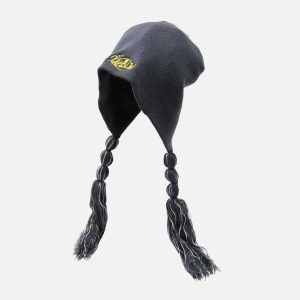 crafted knitted hat edgy  retro streetwear beanie 6247