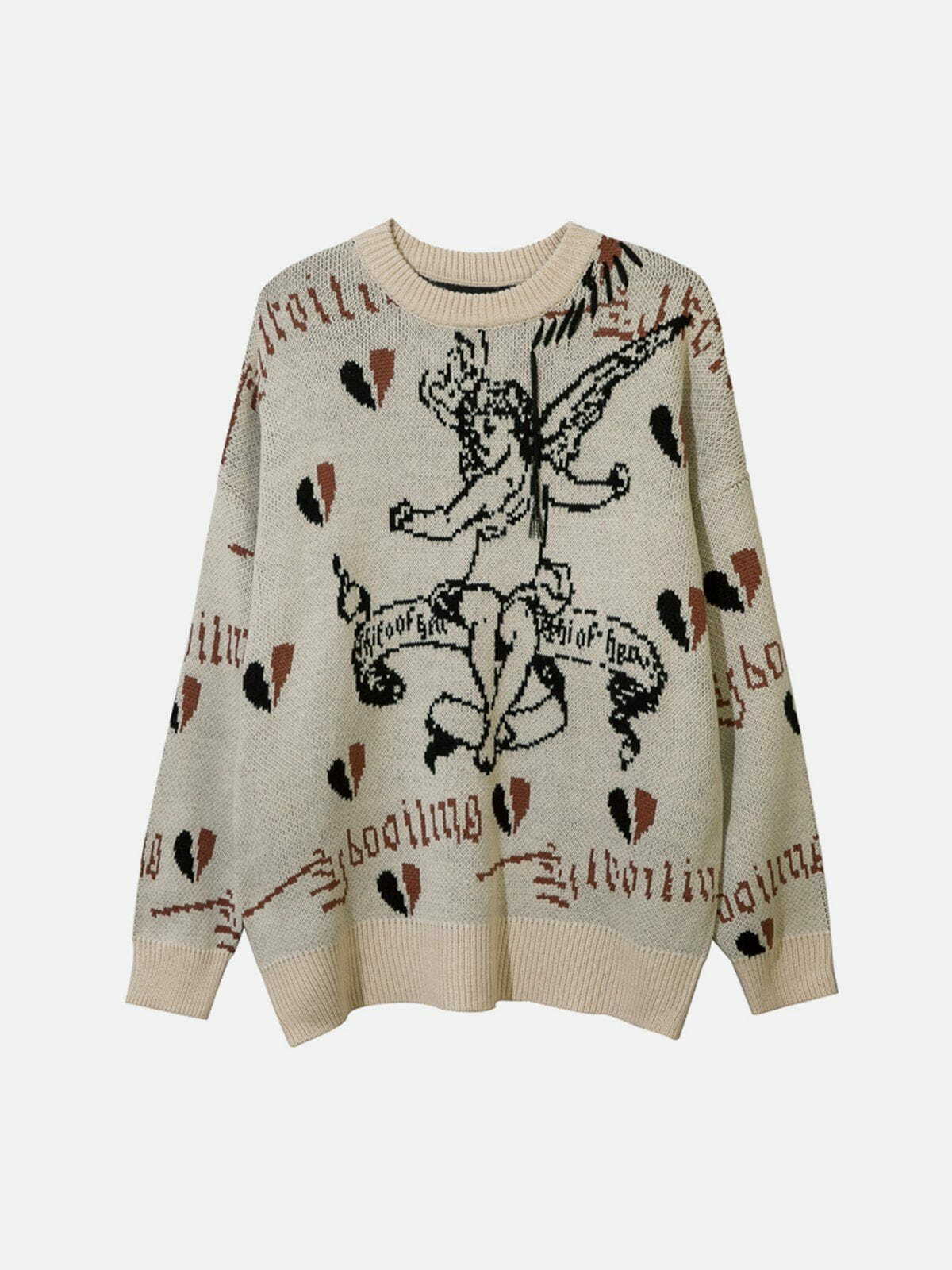 cupid embroidered sweater romantic & chic streetwear 1108