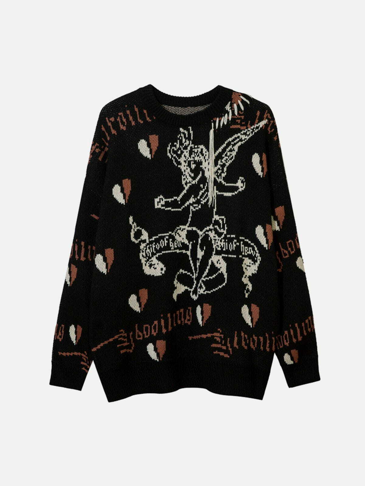 cupid embroidered sweater romantic & chic streetwear 5316