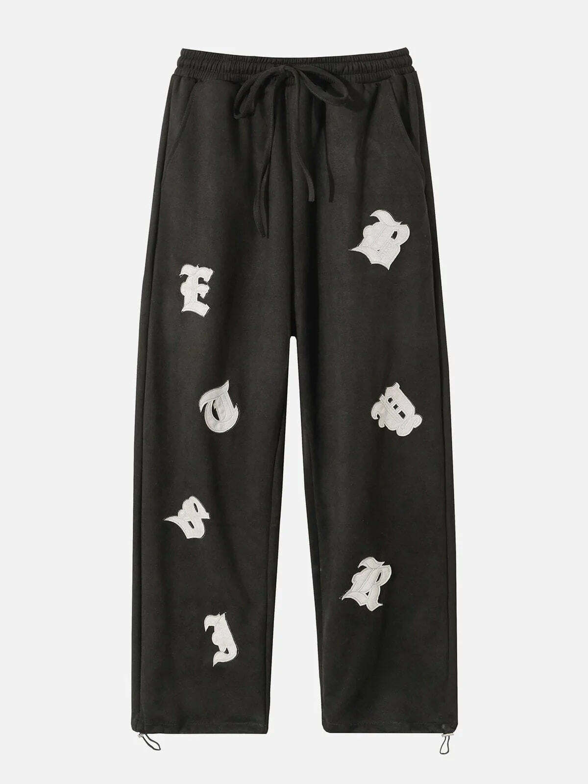 custom alphabet patch sweatpants edgy & youthful streetwear 8988