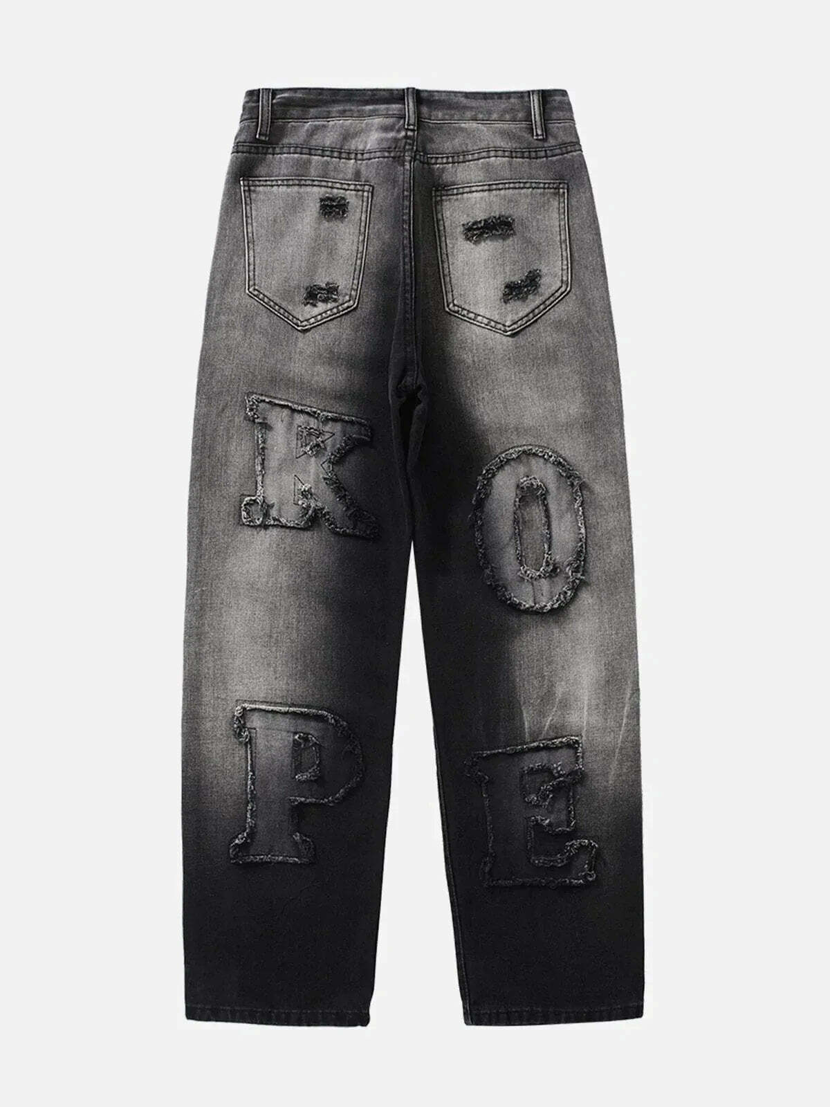 custom letter patch jeans edgy & trendy denim 6149