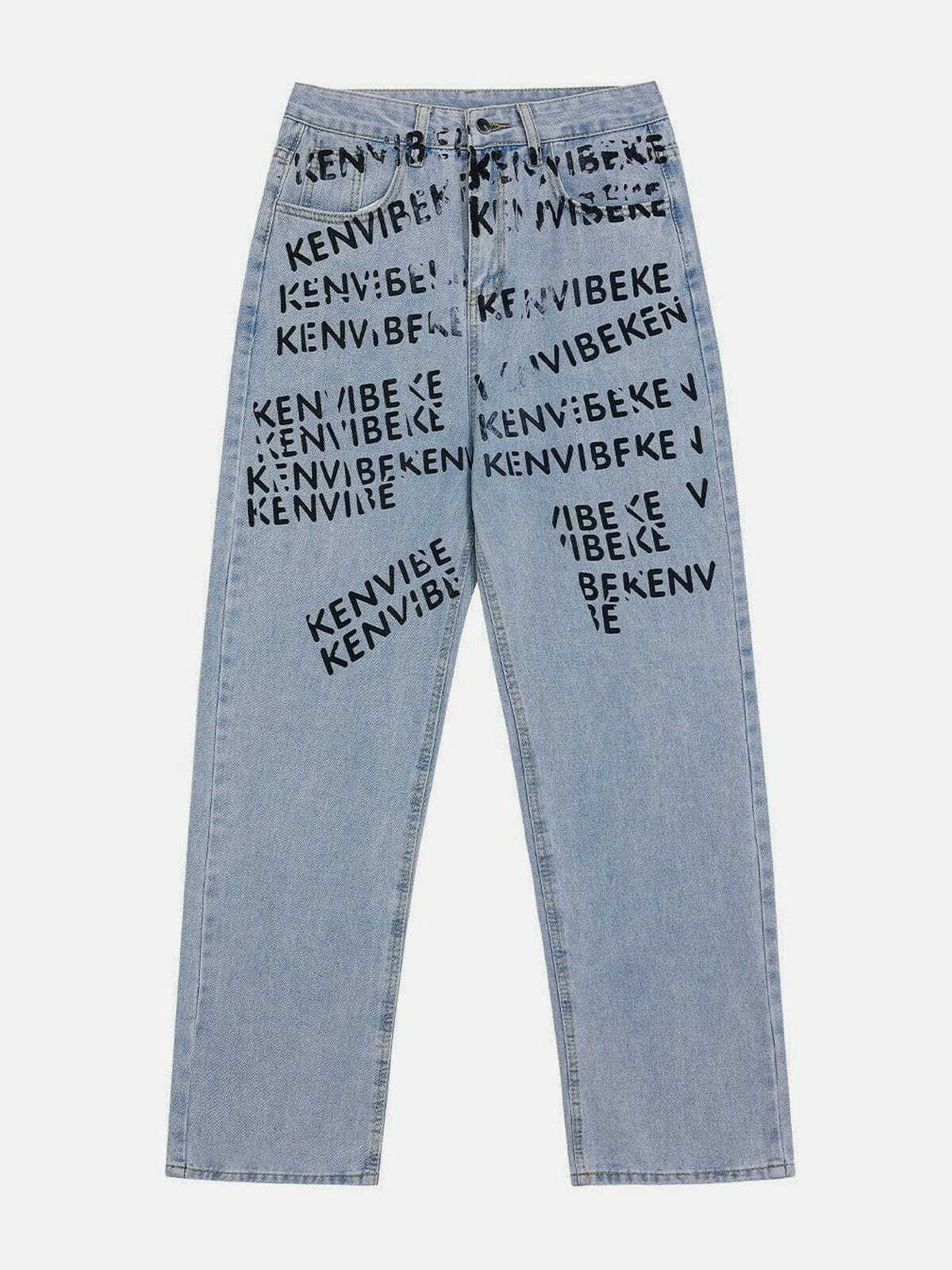 custom letter print jeans edgy & youthful denim 2126