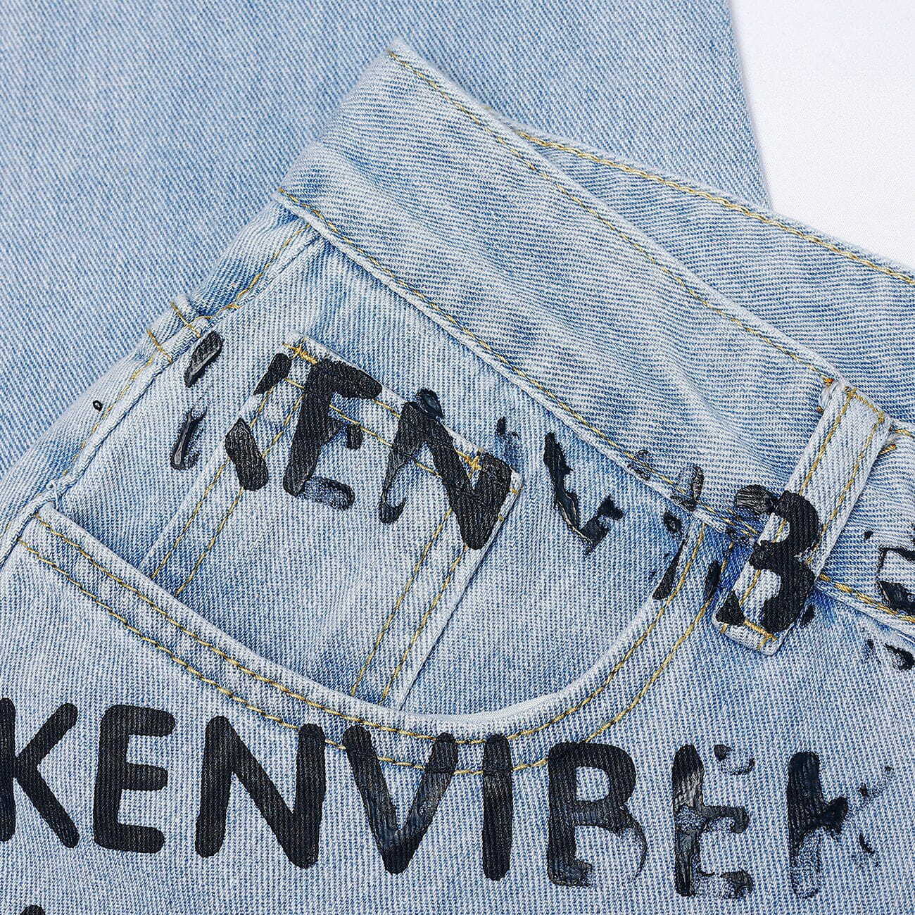 custom letter print jeans edgy & youthful denim 6786