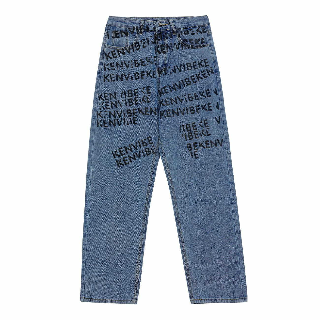 custom letter print jeans edgy & youthful denim 7327