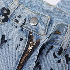 custom letter print jeans edgy & youthful denim 7524