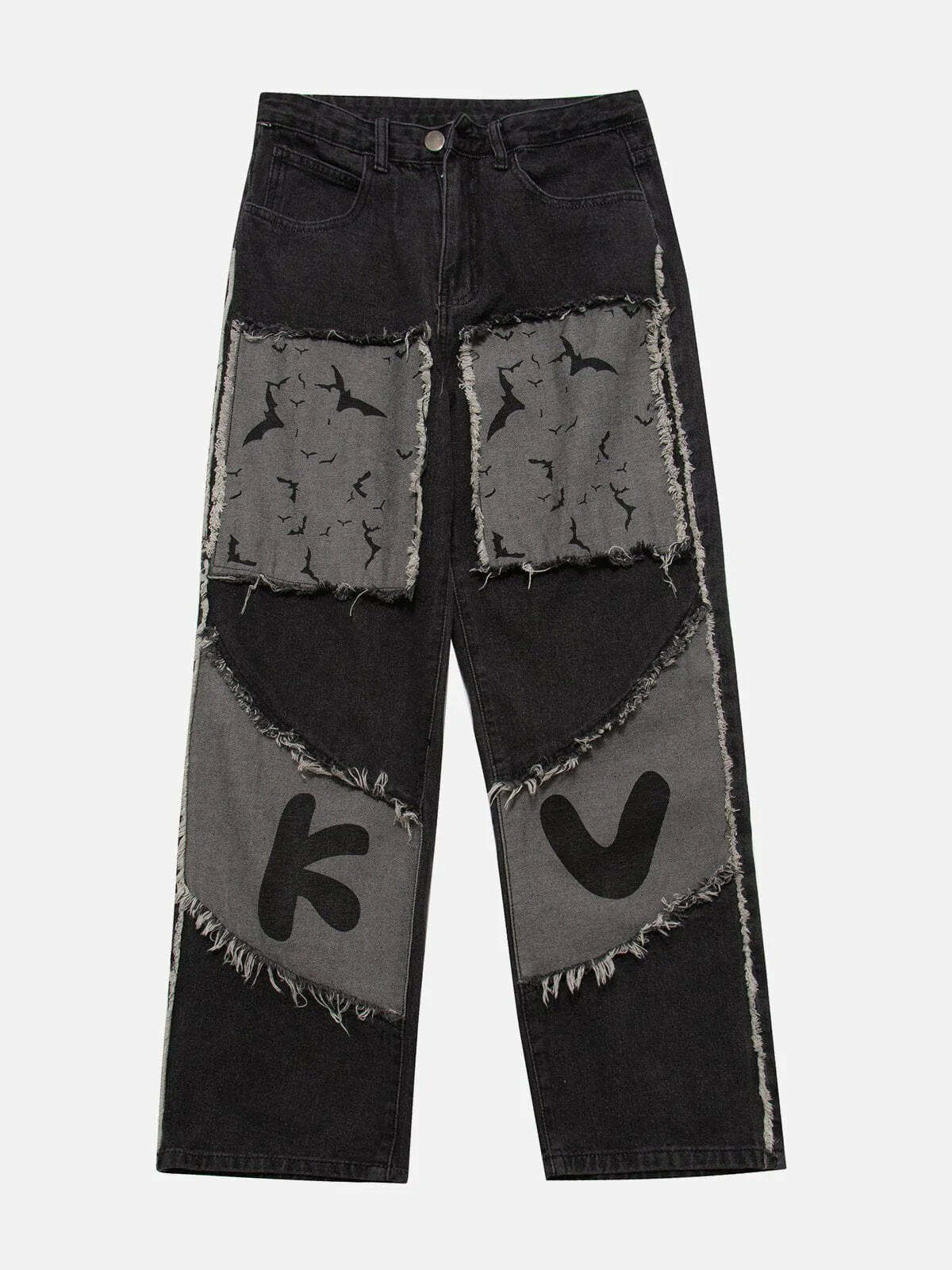 custom patchwork jeans edgy & retro streetwear 4093