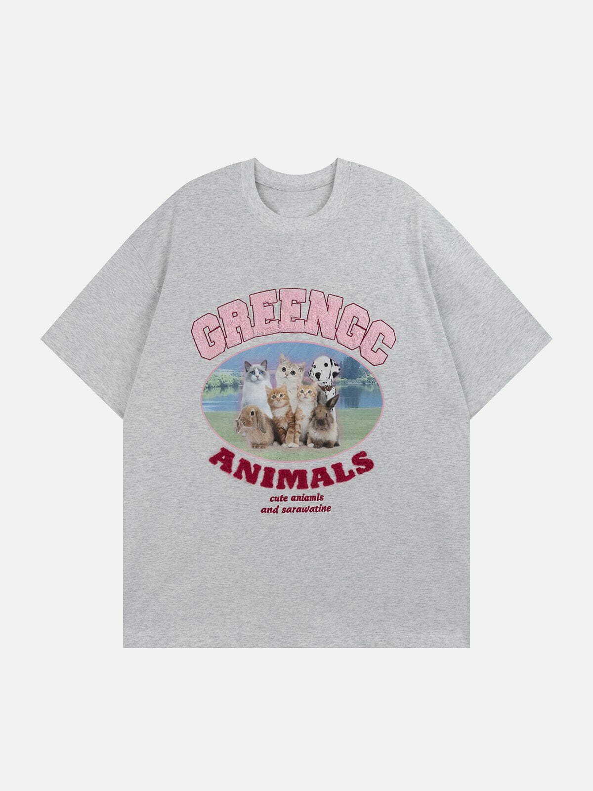 cute animal graphic tee quirky & vibrant y2k fashion statement 6113