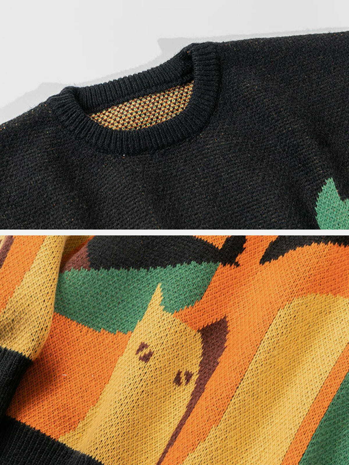 cute animal knit sweater quirky & cozy y2k essential 4280