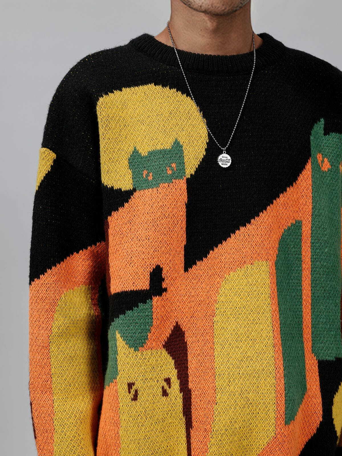 cute animal knit sweater quirky & cozy y2k essential 5848