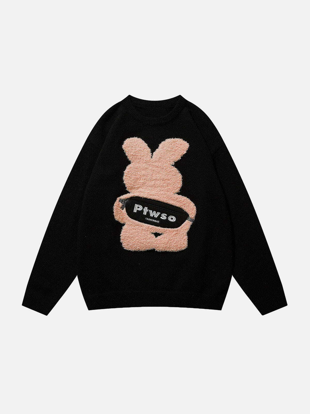 cute bunny print sweater quirky & retro y2k fashion 3497