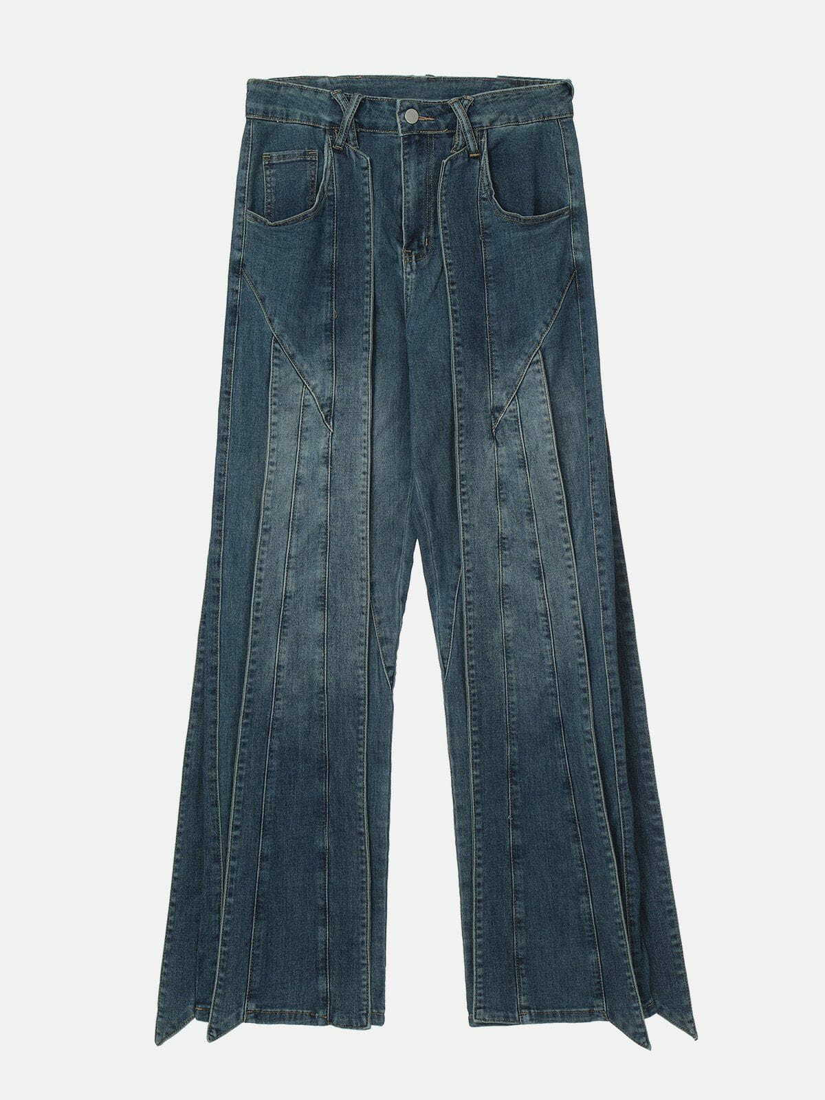 deconstructed split jeans edgy streetwear staple 3809
