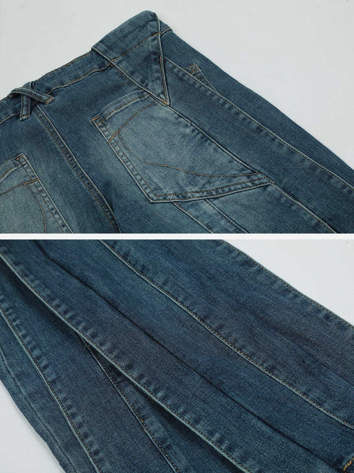 deconstructed split jeans edgy streetwear staple 8690
