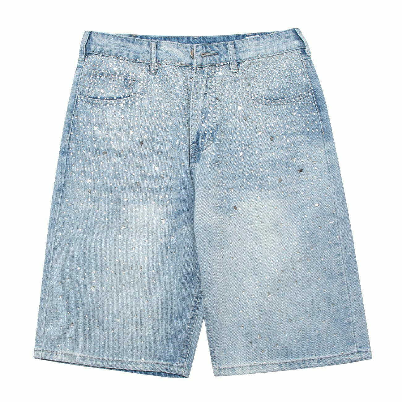 denim diamond shorts vintage sparkle & streetwear chic 2959