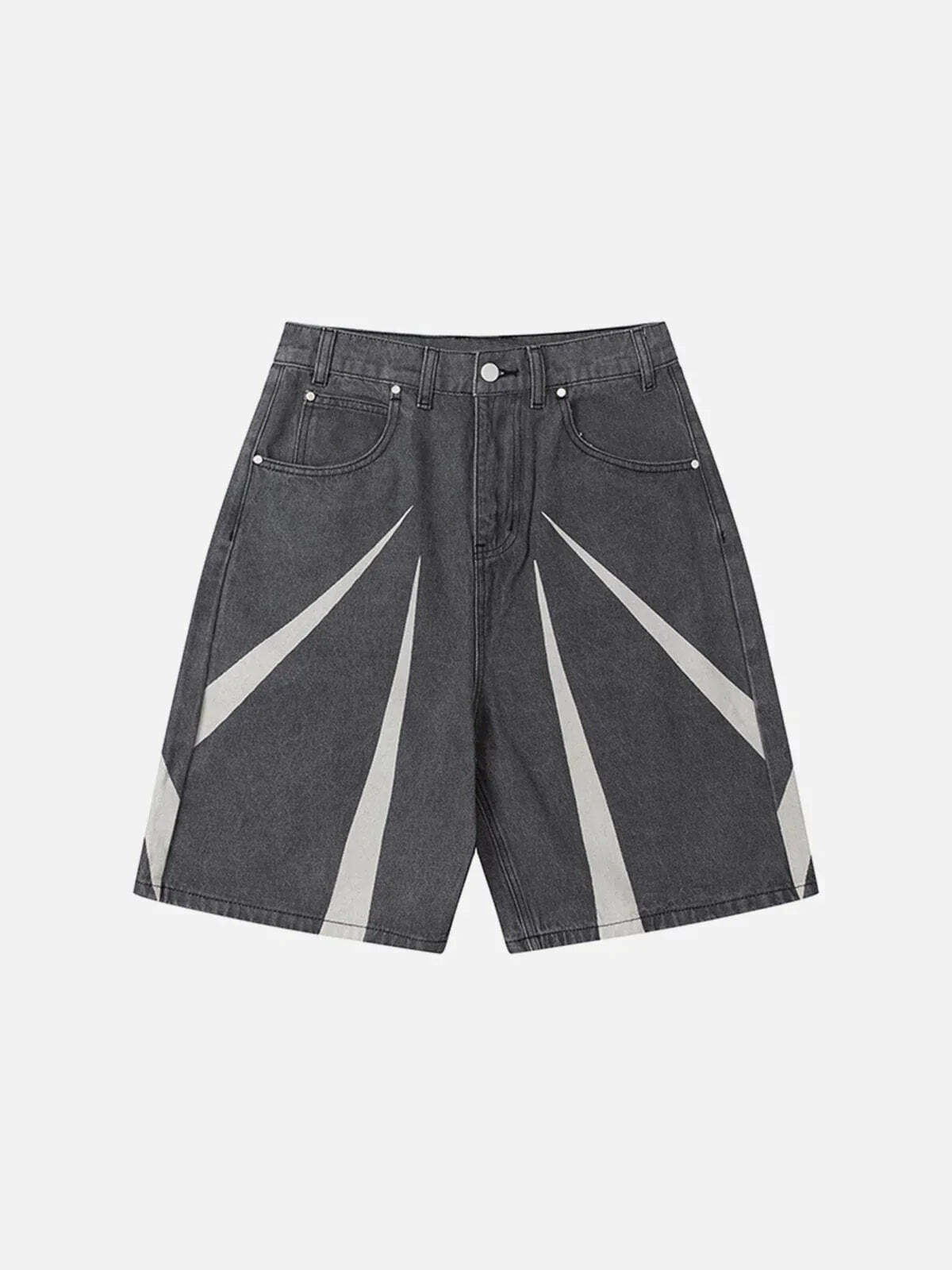 denim patchwork bermuda shorts retro streetwear chic 4575
