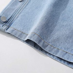denim side button shorts edgy streetwear essential 7877
