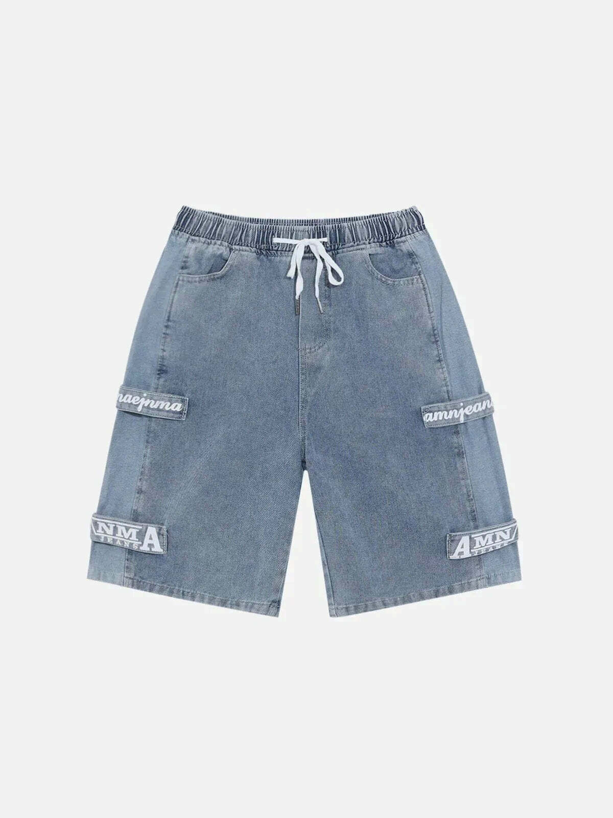 denim splicing highwaist shorts edgy streetwear essential 2868