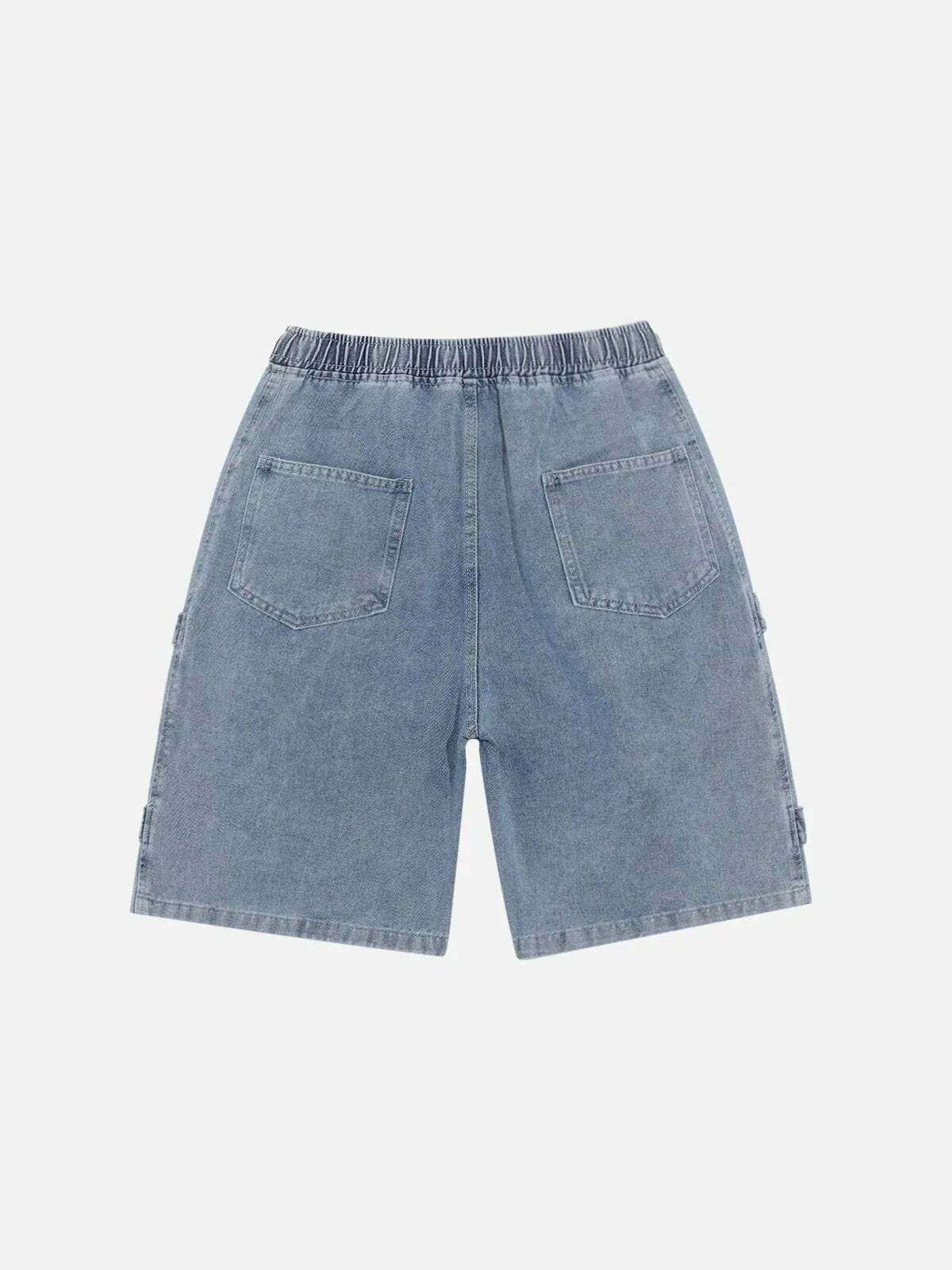 denim splicing highwaist shorts edgy streetwear essential 6147