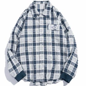 destruction grid longsleeved shirt edgy streetwear essential 2687