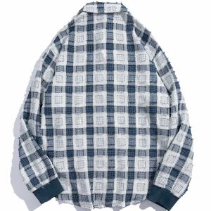 destruction grid longsleeved shirt edgy streetwear essential 3204