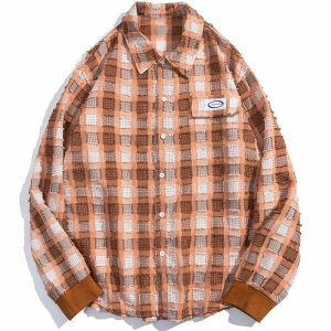 destruction grid longsleeved shirt edgy streetwear essential 4224