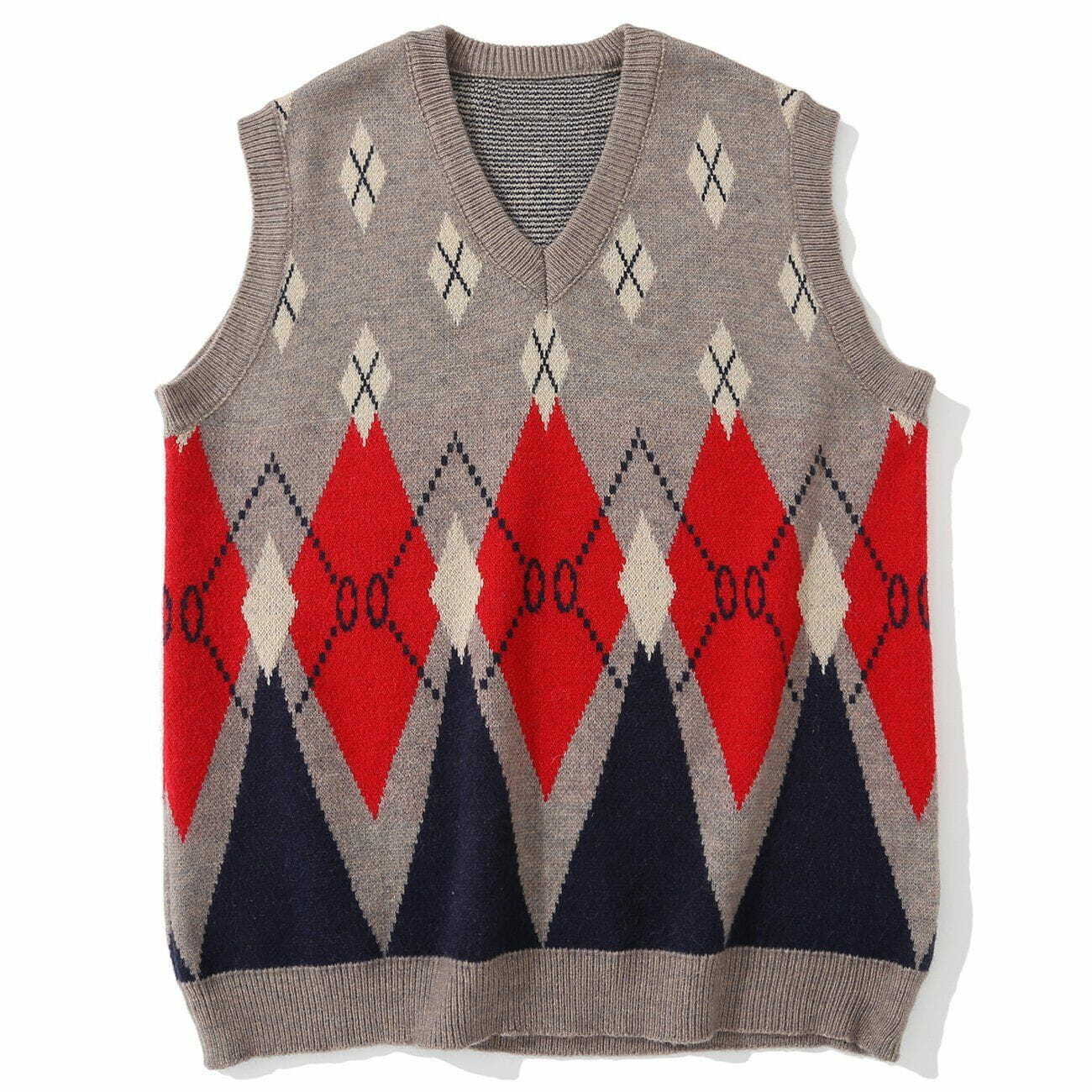 diamond knit sweater vest vintage chic statement 3792
