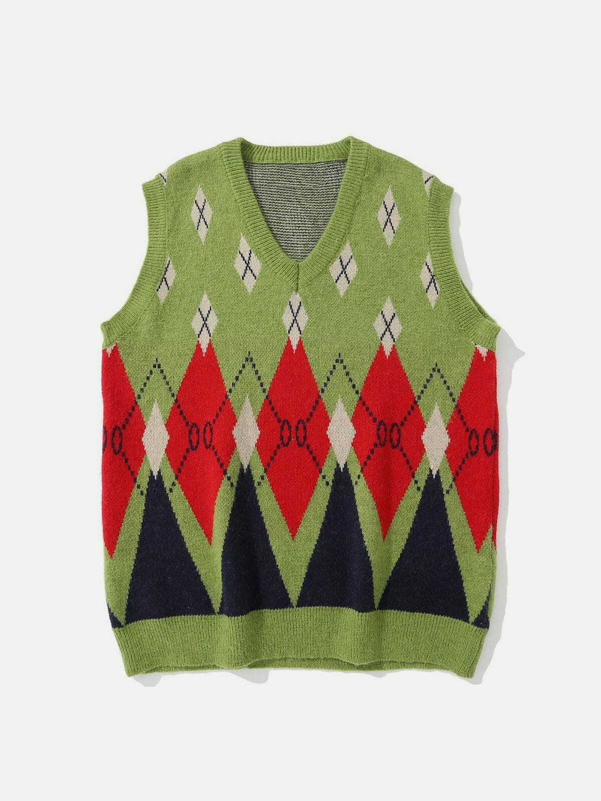 diamond knit sweater vest vintage chic statement 5703
