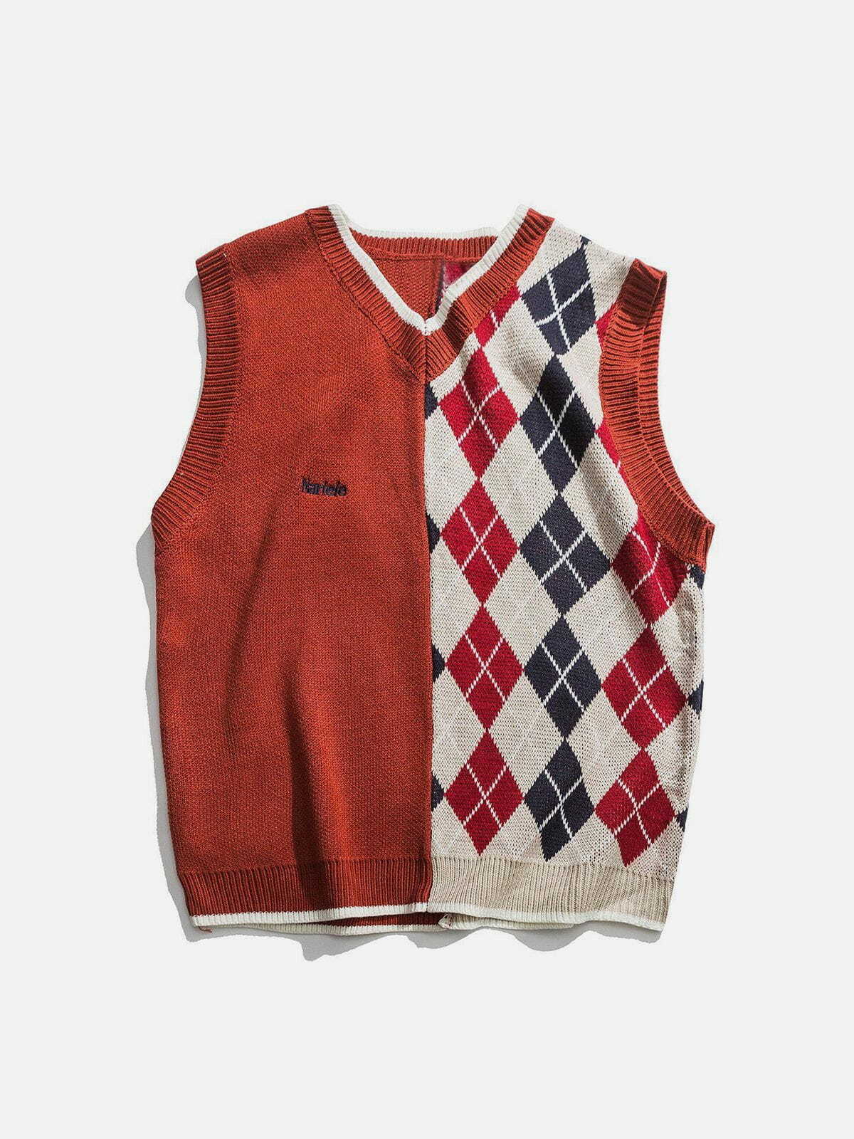 diamond stitch sweater vest edgy streetwear essential 1902