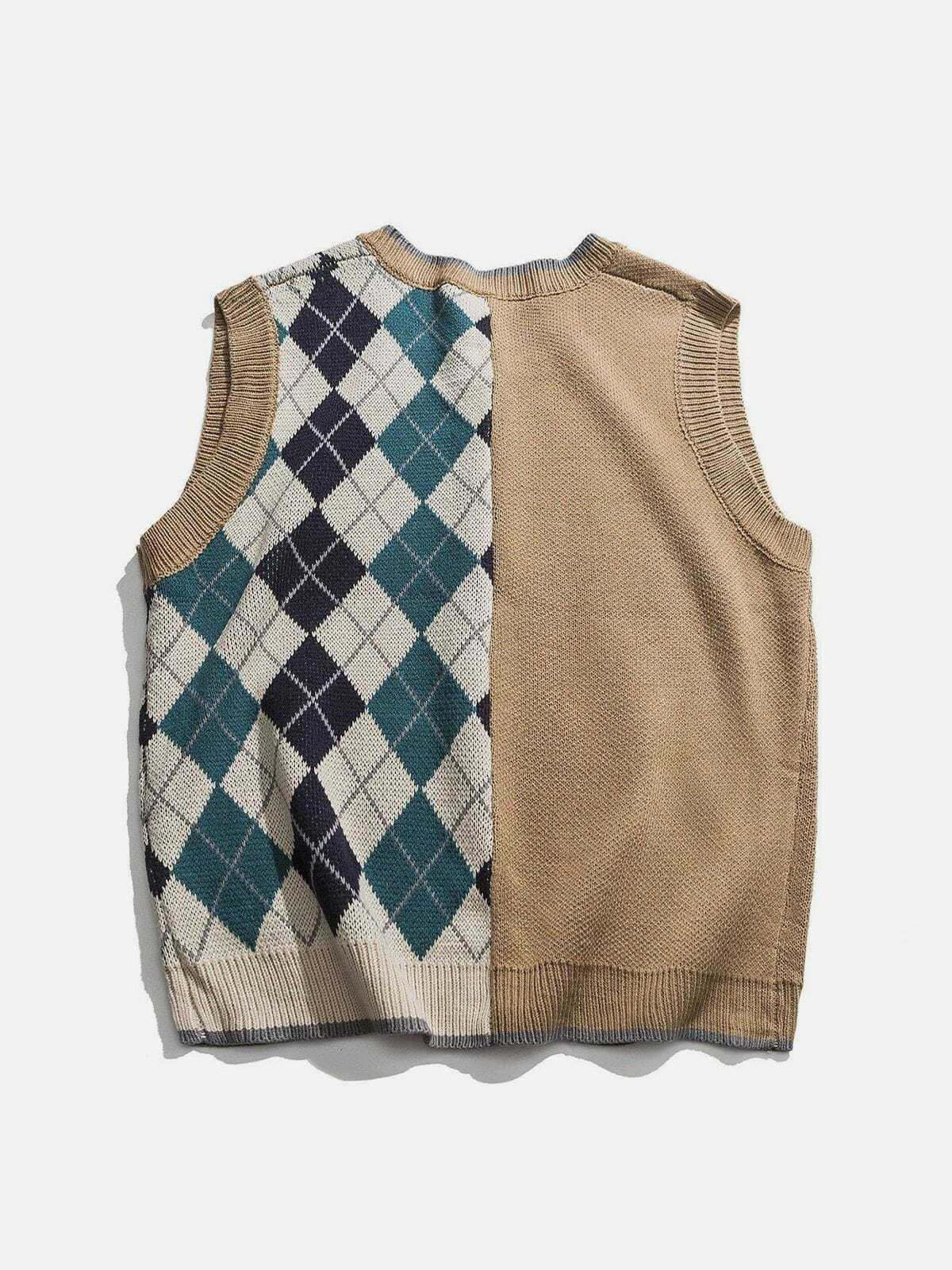 diamond stitch sweater vest edgy streetwear essential 2992