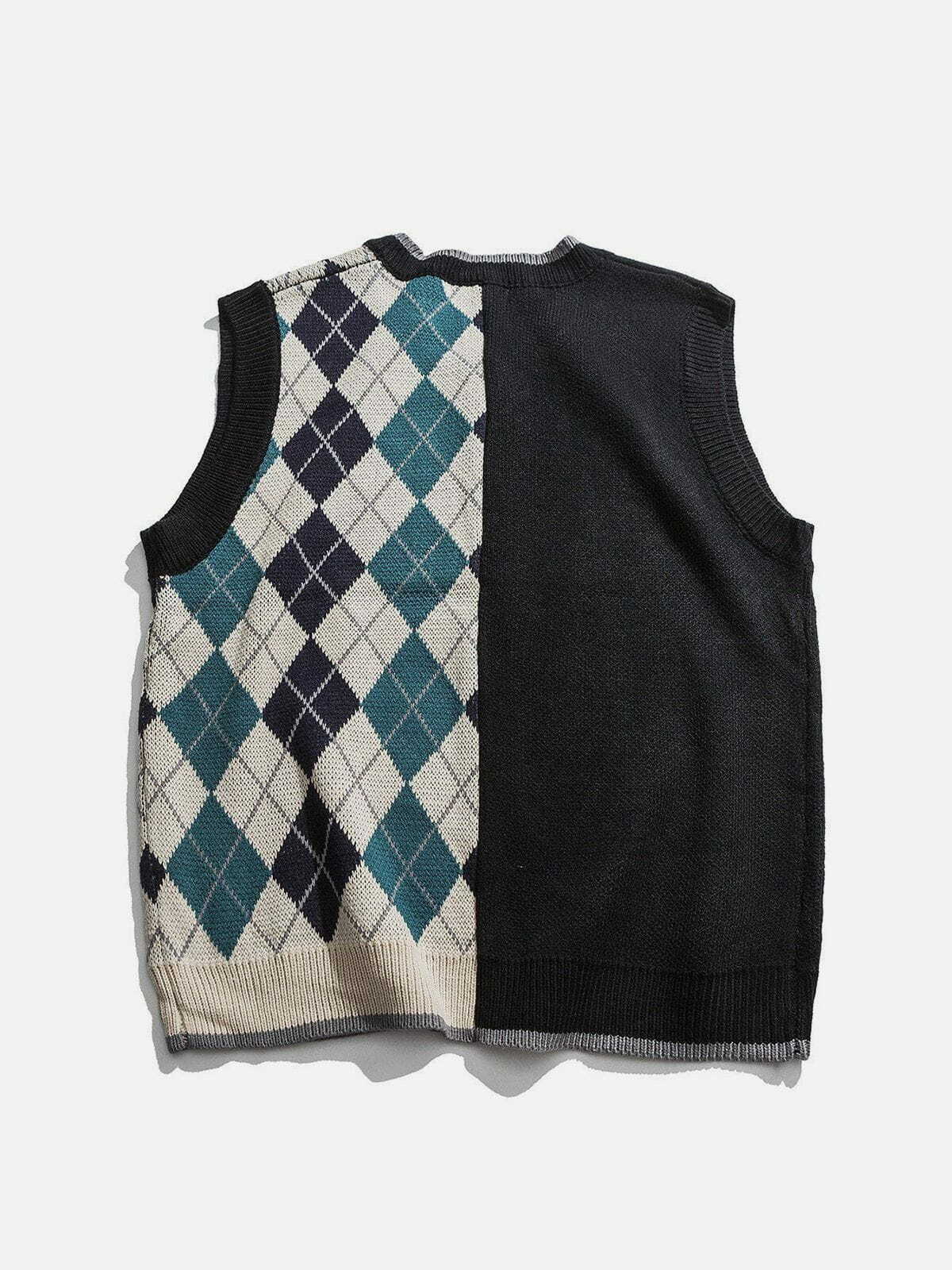 diamond stitch sweater vest edgy streetwear essential 3470