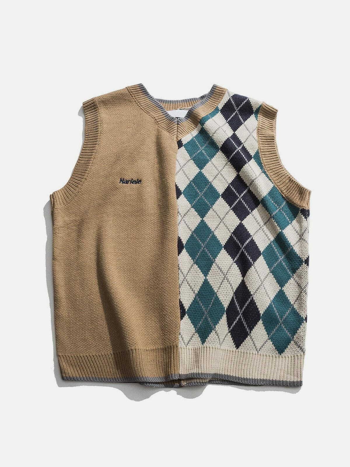 diamond stitch sweater vest edgy streetwear essential 6500