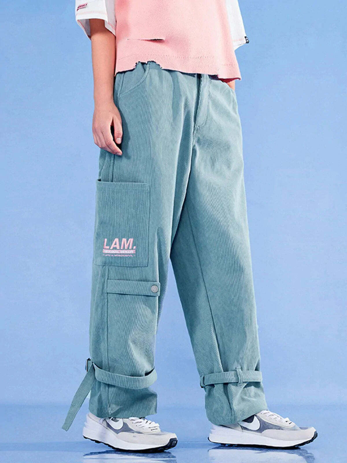 dimensional print leg straps pants edgy & vibrant streetwear 6724