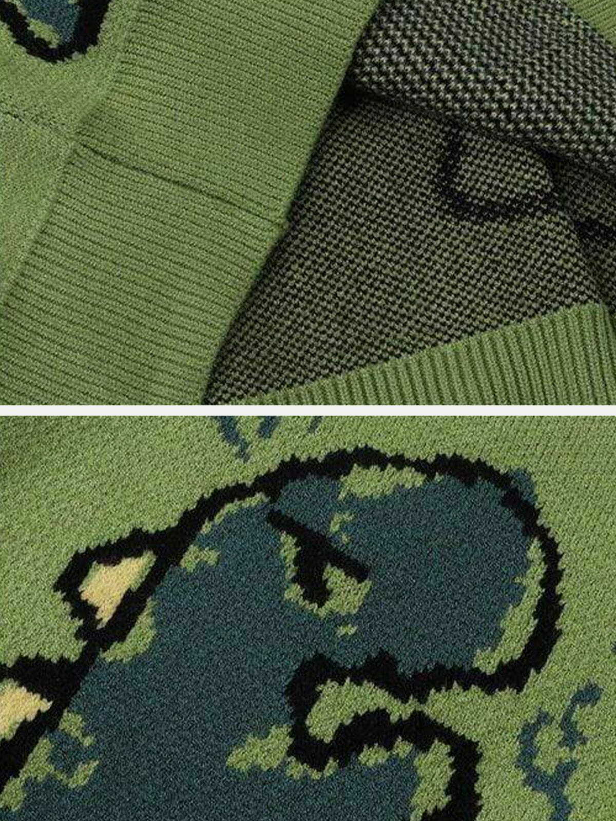 dinosaur print knit cardigan quirky streetwear icon 4878