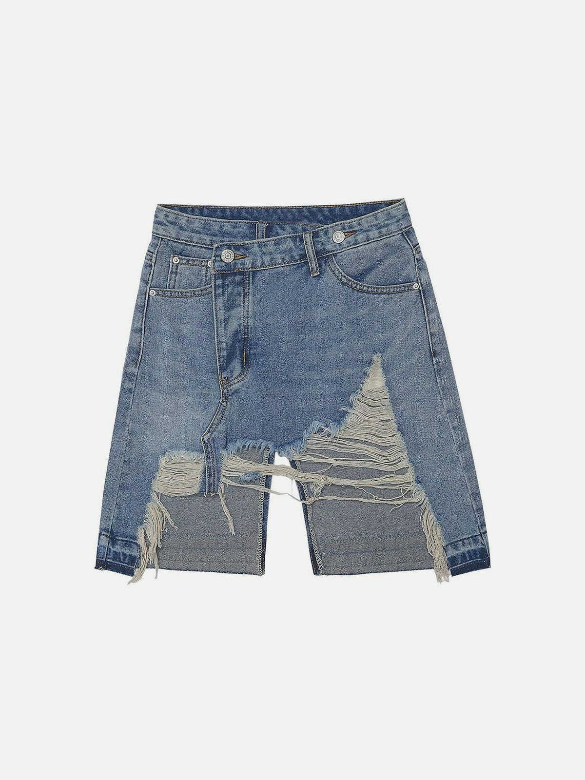 distressed slim fit denim shorts urban edge & vintage charm 6921