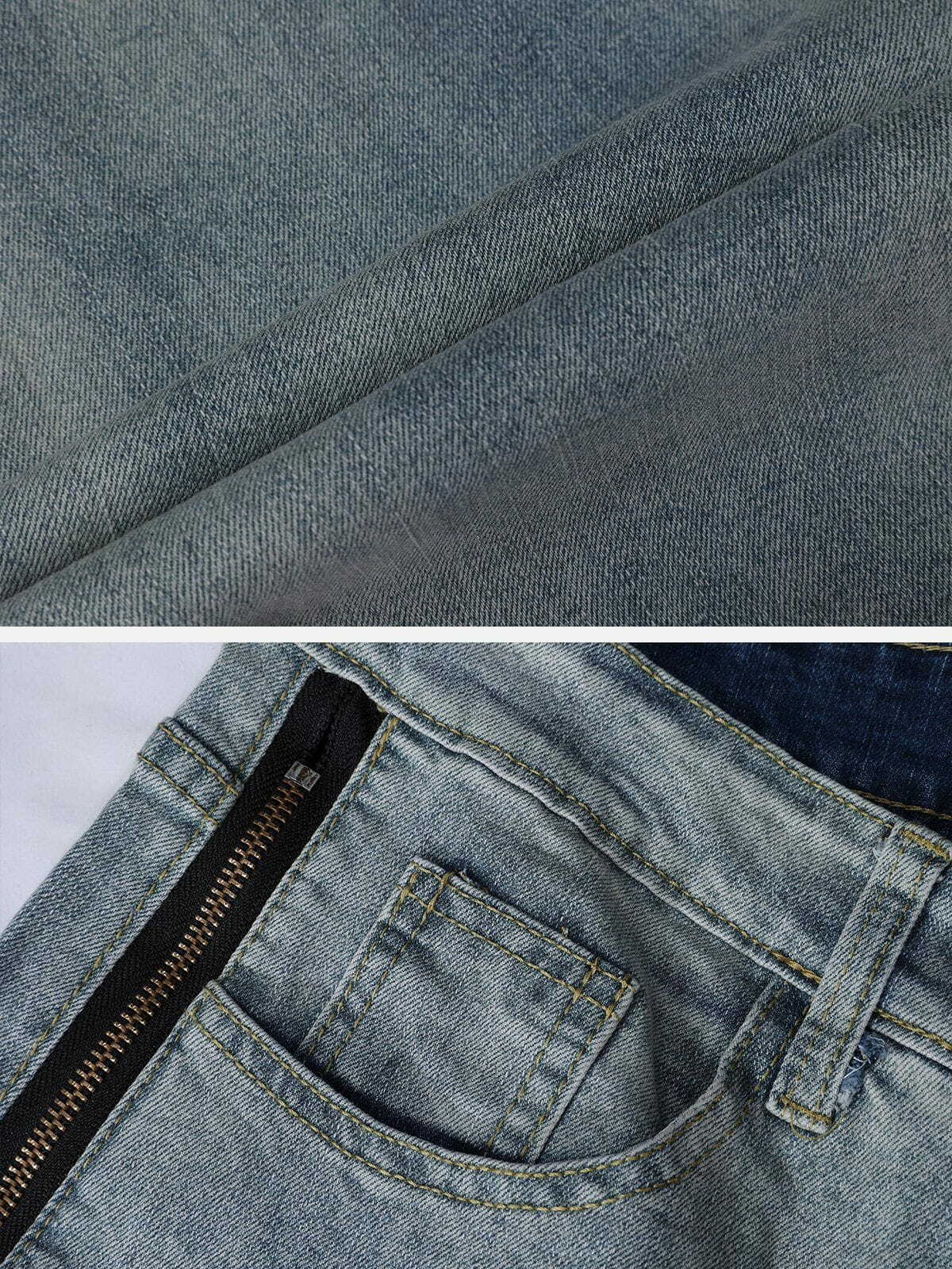 distressed zip jeans edgy & vintage streetwear 2336