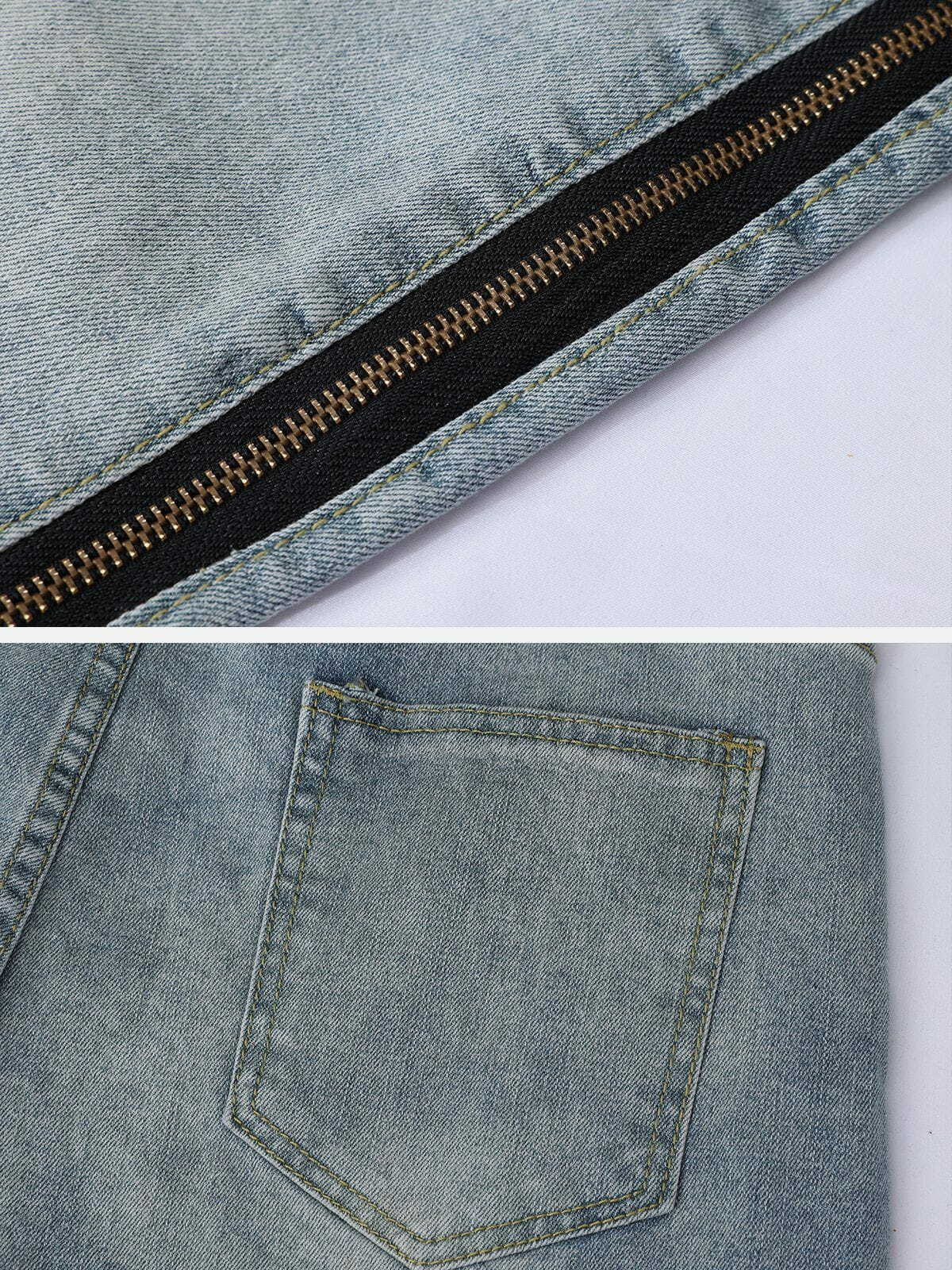 distressed zip jeans edgy & vintage streetwear 3675