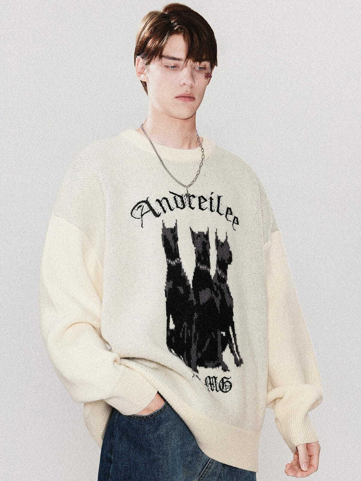 doberman print sweater edgy streetwear statement 3355