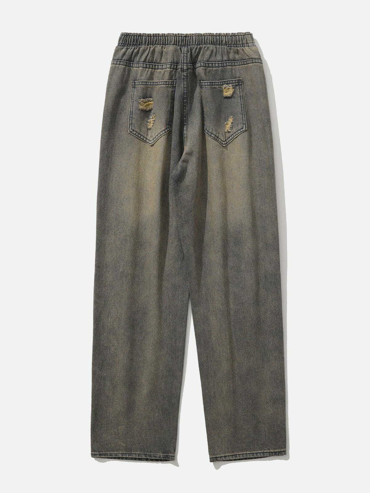 drawstring denim streetwear jeans edgy & retro urban fashion 2102