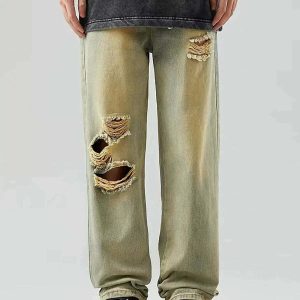 drawstring denim streetwear jeans edgy & retro urban fashion 7581