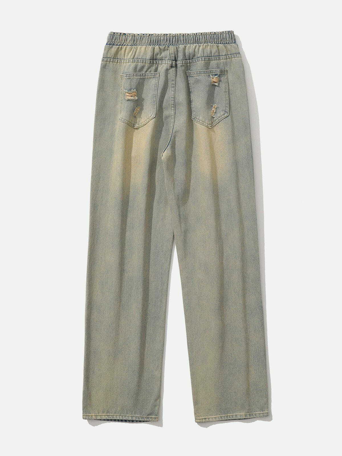 drawstring denim streetwear jeans edgy & retro urban fashion 8184