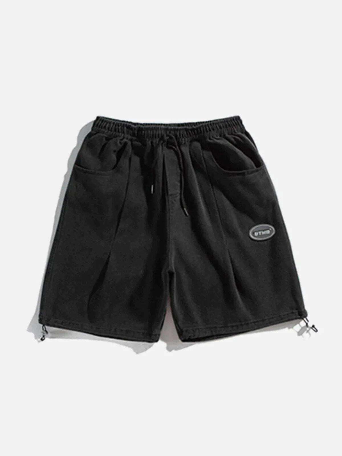 drawstring label shorts edgy urban streetwear 6186
