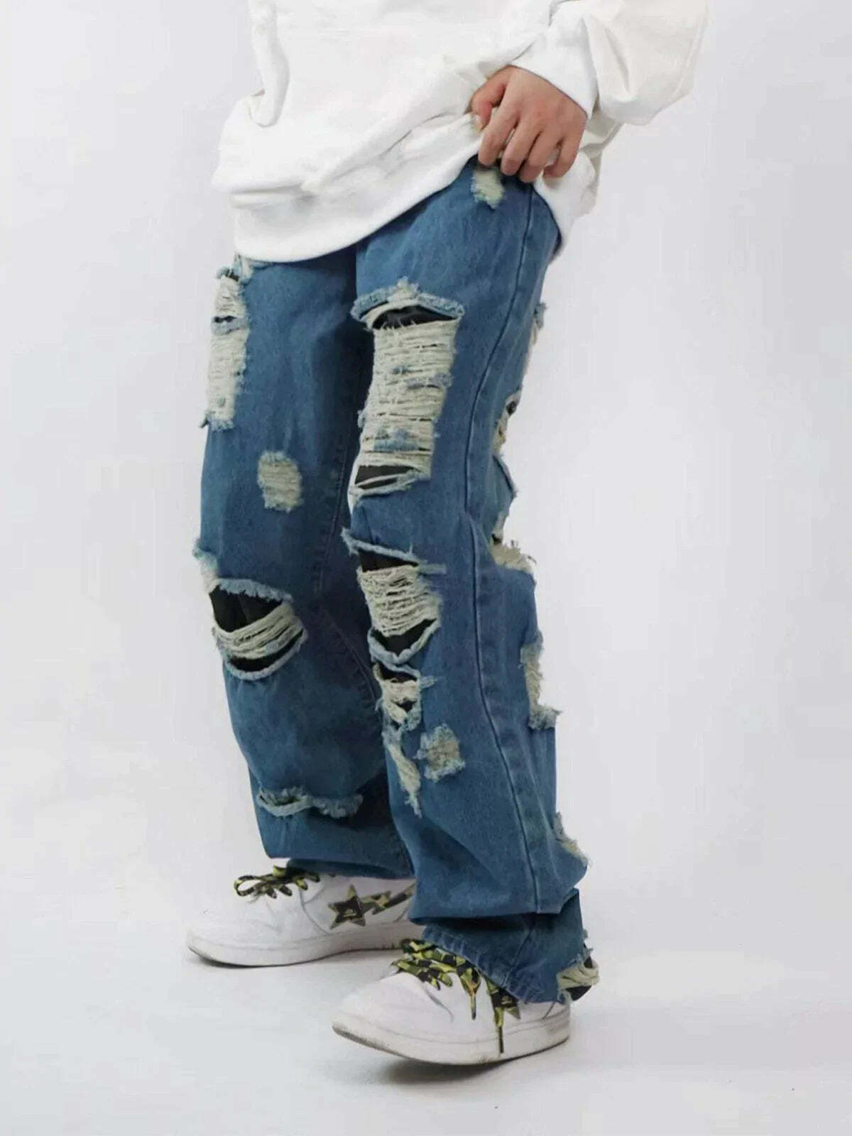 duallayer distressed jeans edgy & trendy streetwear 5674