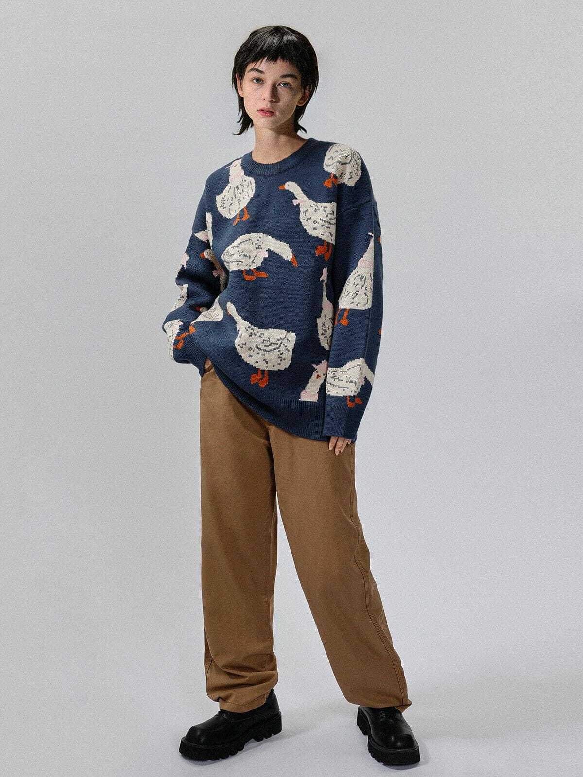 duck logo knit sweater quirky & y2k fashion essential 2583