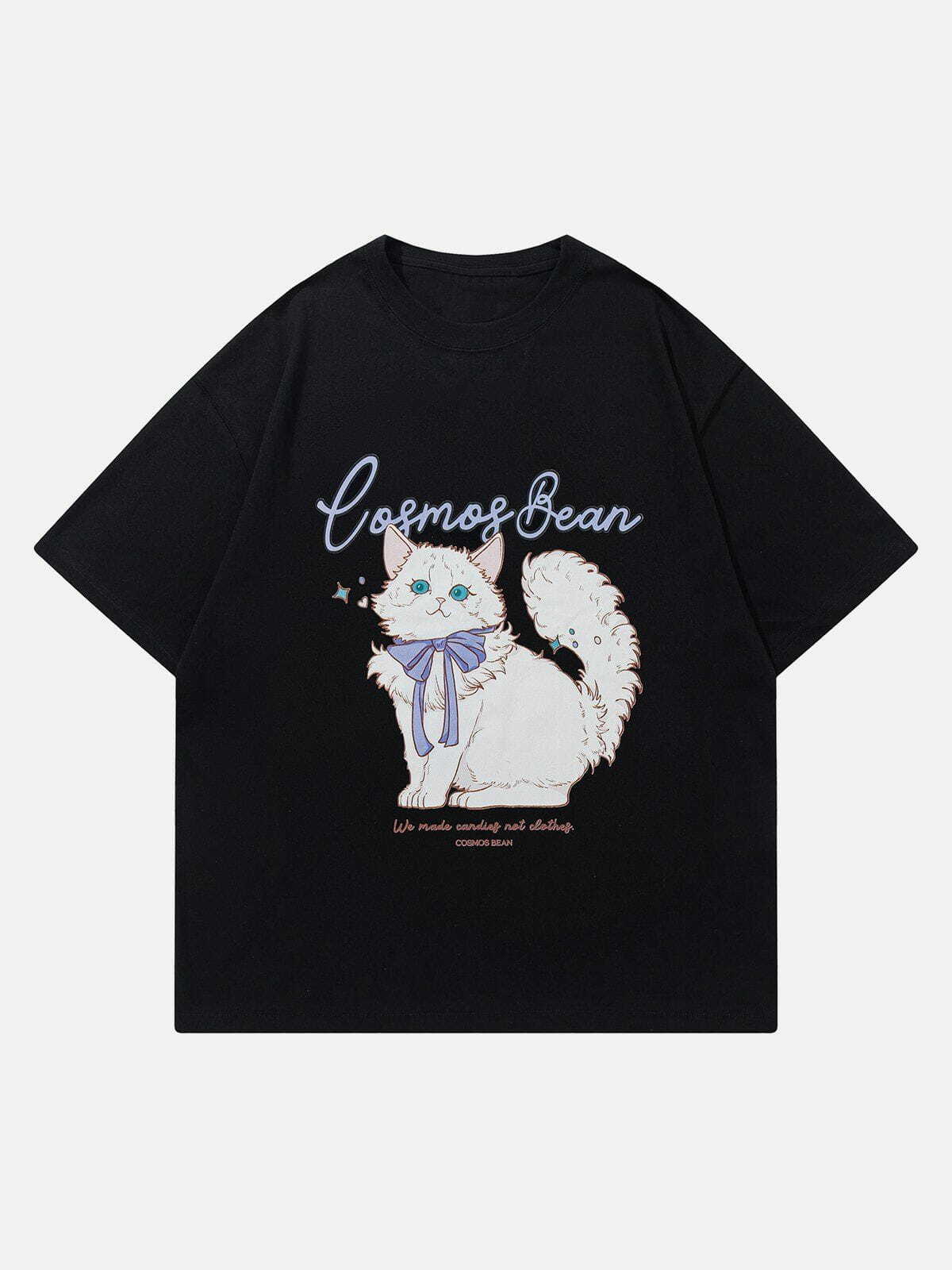 dynamic cartoon cat print tshirt edgy  retro streetwear top 2609