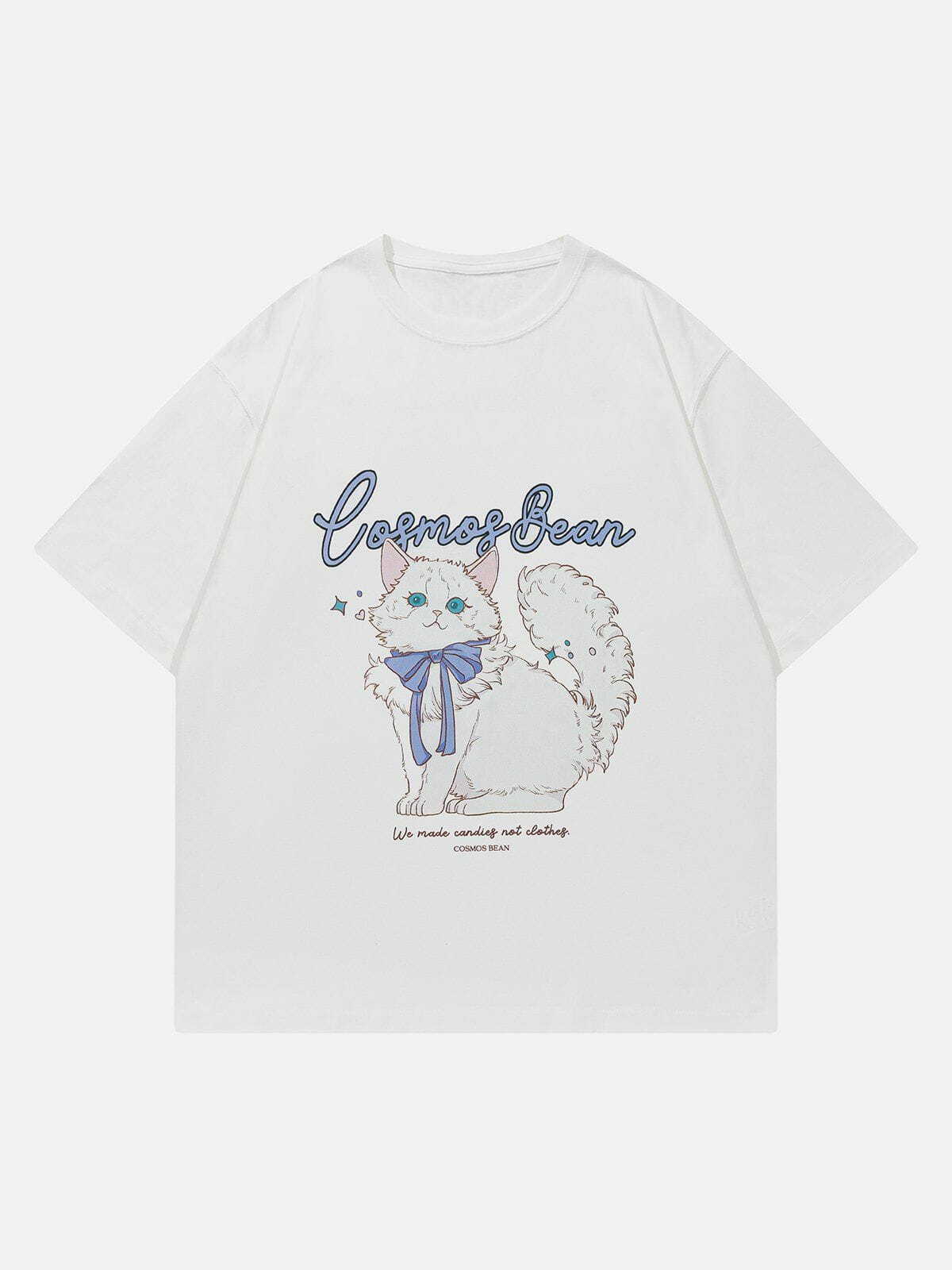 dynamic cartoon cat print tshirt edgy  retro streetwear top 7025